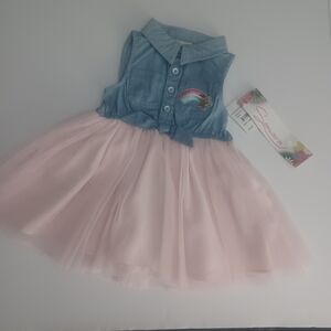 NEW Samara Denim Tulle Rainbow Dress Sz 6/9M